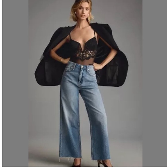 Anthropologie Sheer black lace corset bodysuit - Picture 3 of 6